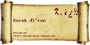 Kerek Áron névjegykártya
